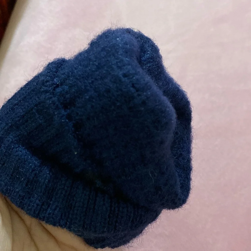 NEW ALPACA & Cashmere Blend Touch Screen Winter Gloves Knit Navy Blue Stretch